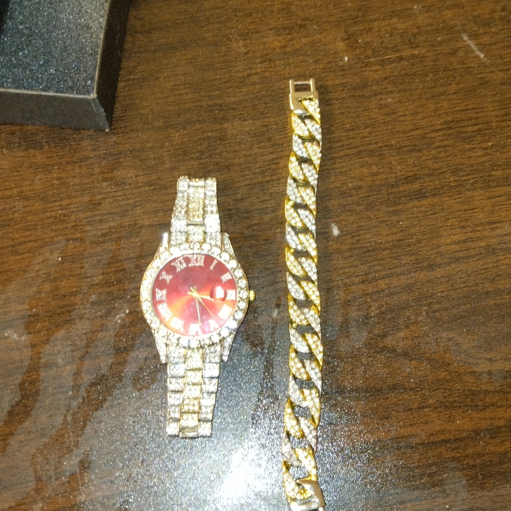 Men's hip hop style watching bracelet